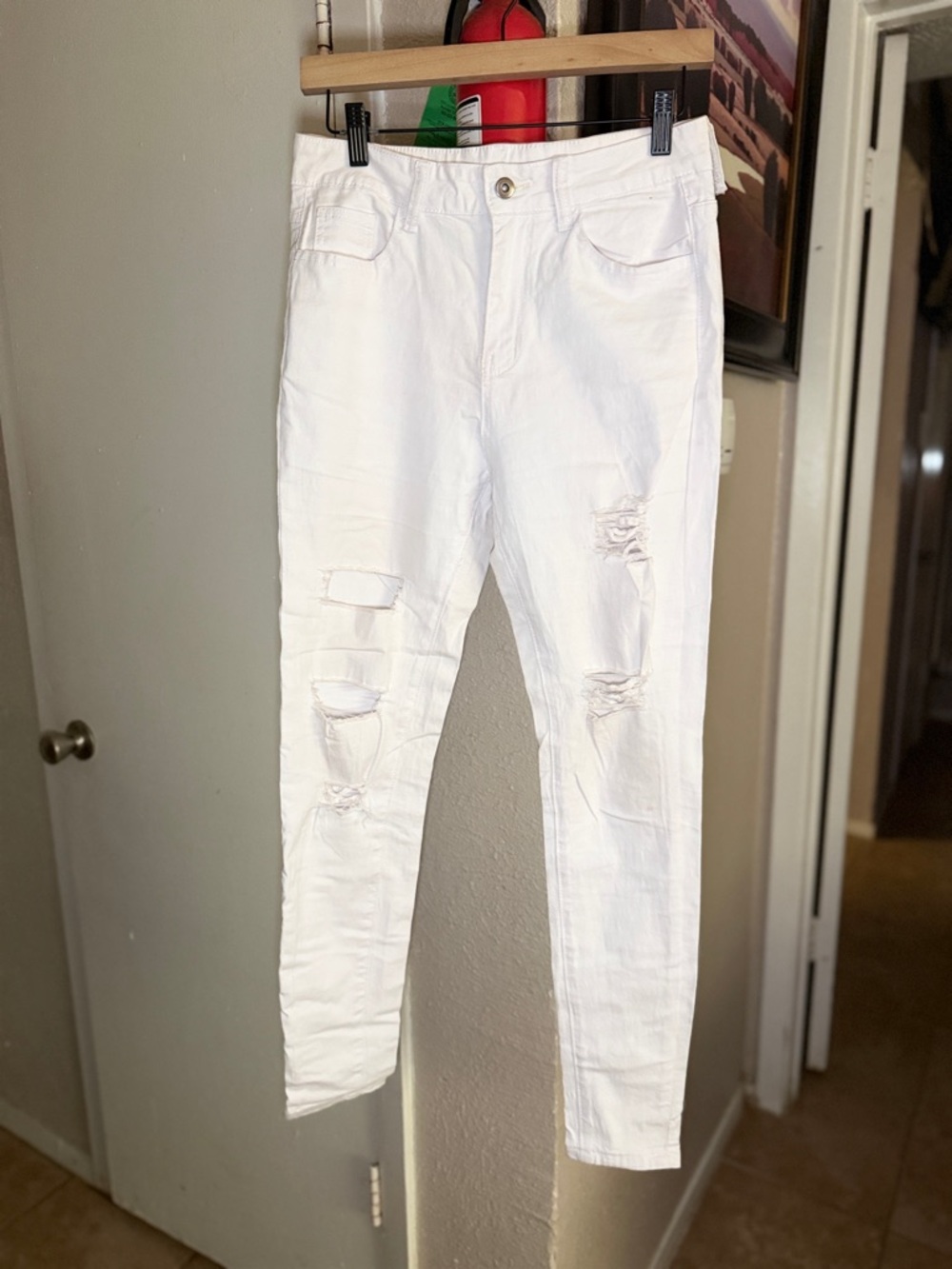 Fashion Nova White Skinny Ripped Jeans